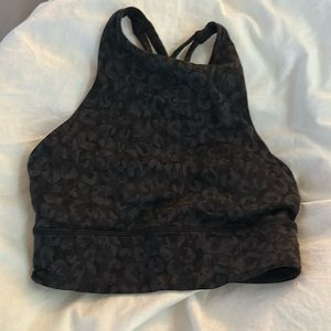 Black cheetah print lululemon high neck energy bra
